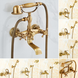 All-Copper Antique Simple Shower Set European Retro Shower Head Household Mixing Valve Bathtub Hot and Cold Faucet