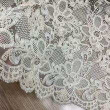 秋冬新款棉线网纱刺绣面料批发童装连衣裙纯棉蕾丝骨绳绣花布料