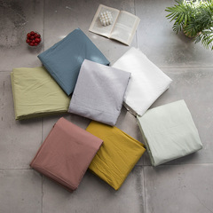 Ins style solid color washed cotton 100% cotton quilt cover sheet and fitted sheet single product Four seasons pure cotton single piece bedding