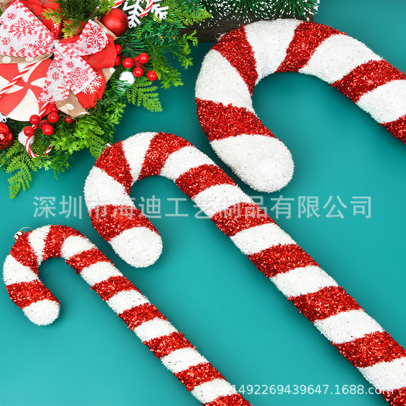クロスボーダー 40-90 センチメートルクリスマス装飾赤と白のスパンコール杖装飾品クリスマスツリー装飾ダンス小道具|undefined