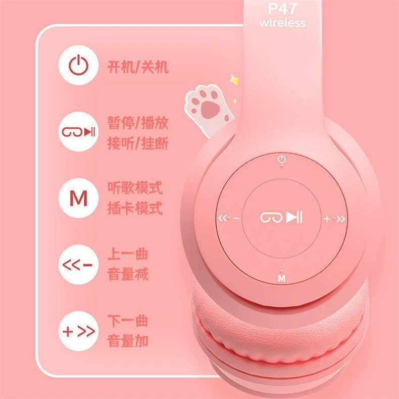 Голова смеющегося кота, спортивные музыкальные игровые наушники Bluetooth с мощным басом, все включено, проверка на слух, проверка последнего потерянного шума