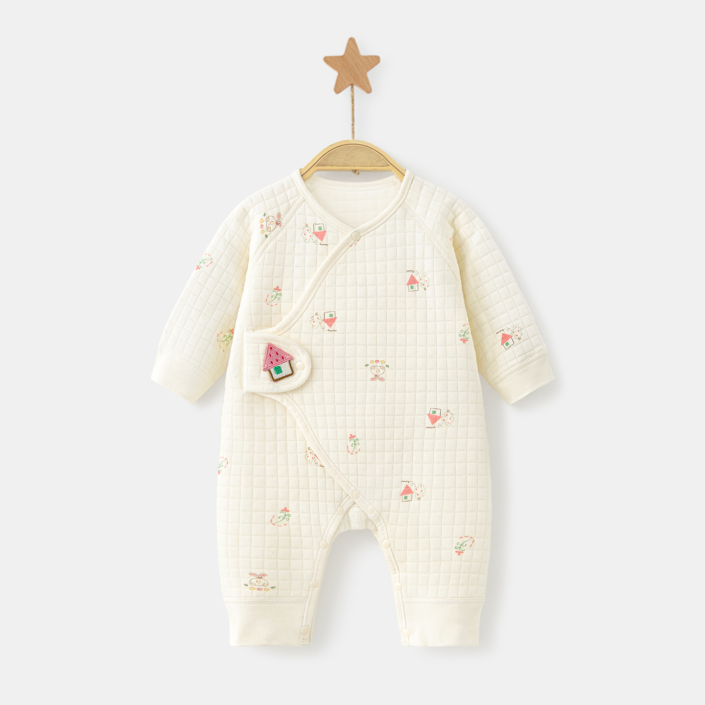 Primavera, otoño, invierno, ropa para bebés recién nacidos, calentamiento, algodón intercalado, monje de marzo, ropa de base, bata de nacimiento, bata