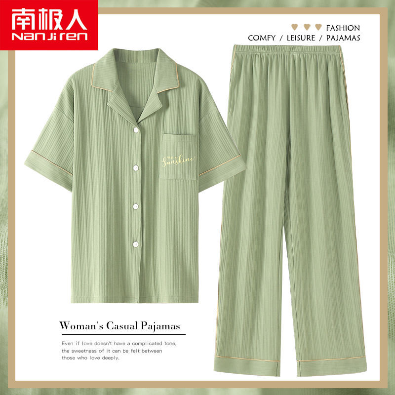 Pijama de algodón 100% de pareja pantalones de manga corta de primavera y verano para hombres ropa de algodón delgada para mujer de verano