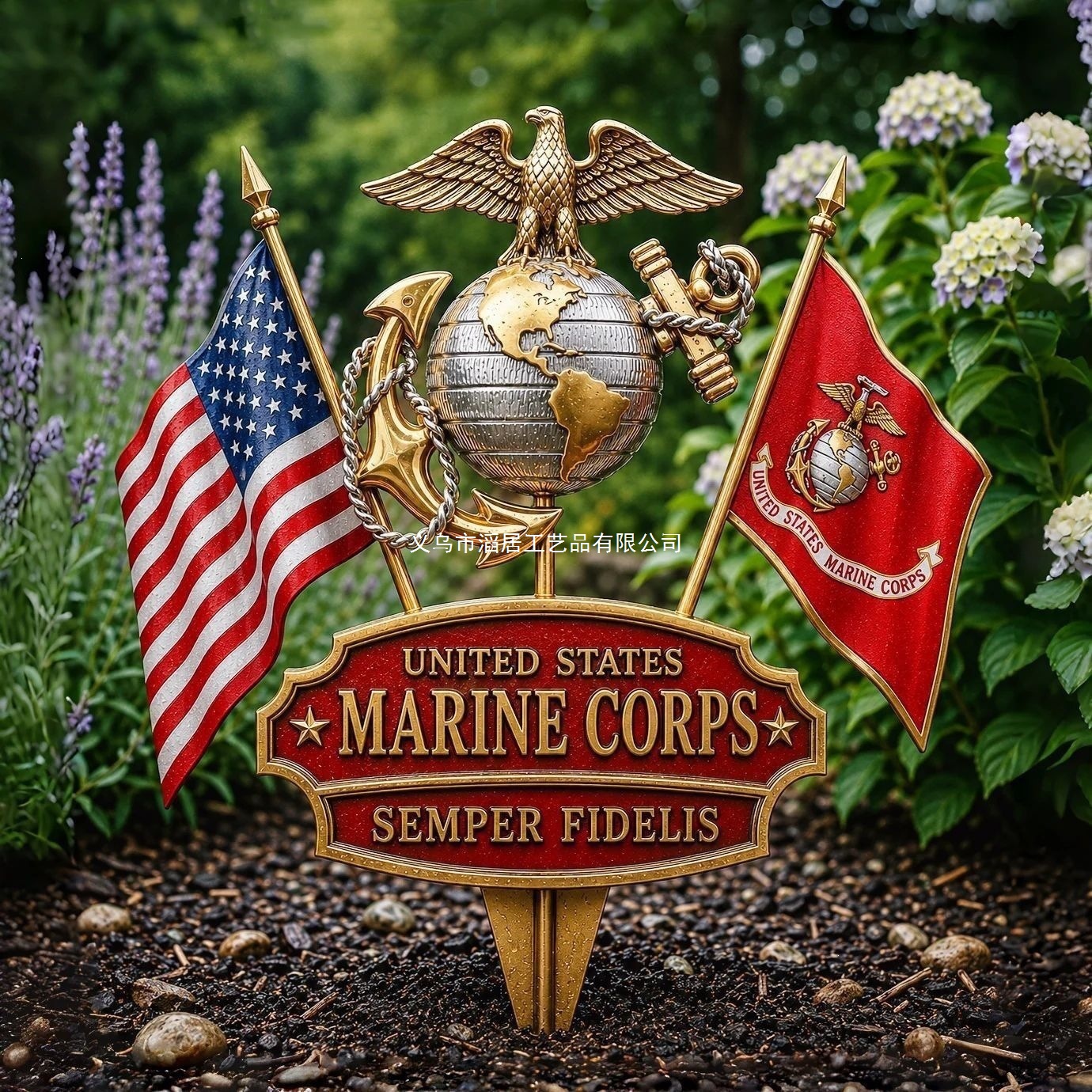 Hot-selling foreign trade yard decoration plaque metal Marine Corps yard decoration floor plug