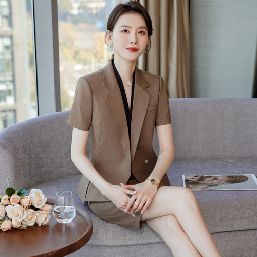 职业西装套装女夏季商务短袖韩版女神范总裁美容院酒店珠宝工作服