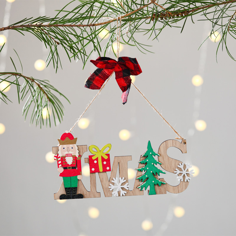 圣诞装饰品 创意圣诞挂件 居家餐厅圣诞XMAS木制工艺品门挂装饰|undefined