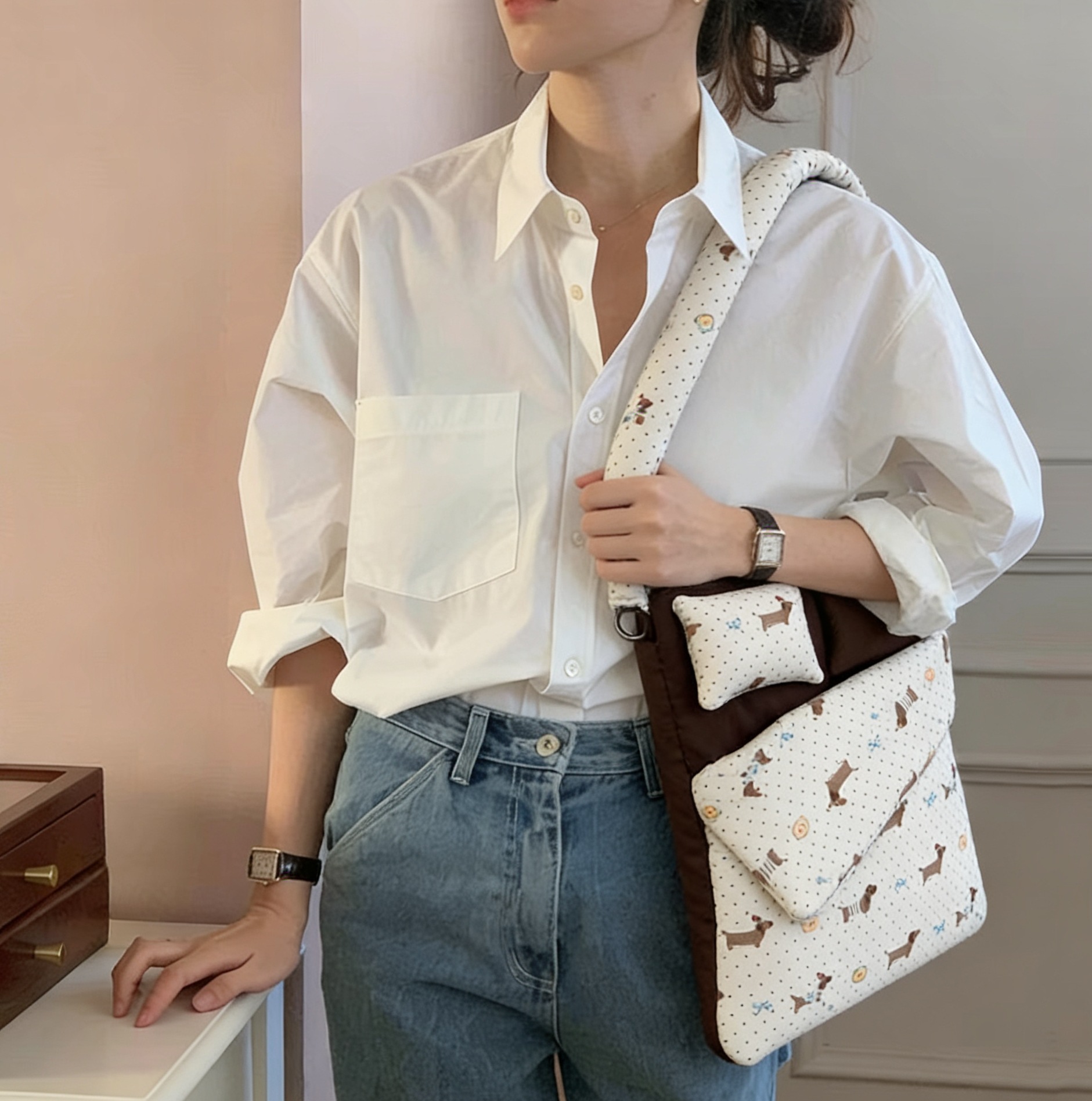 South Korea's Kazum New Computer Bag Handmade Fabric Small Bed Bag 11/13/15 iPad Tablet Storage Bag