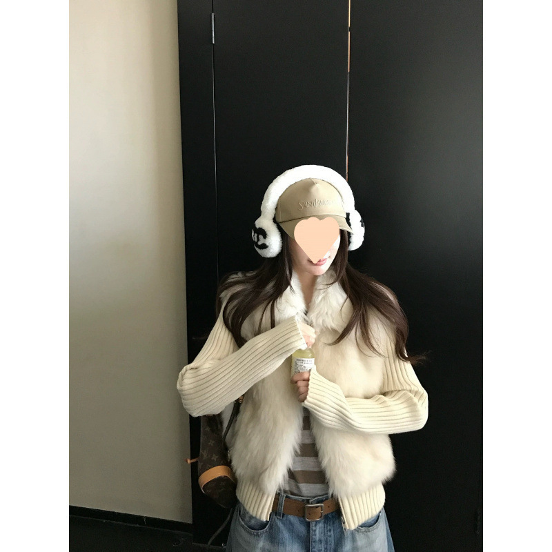 甄选三色直毛皮毛一体外套~袖子可脱卸马甲