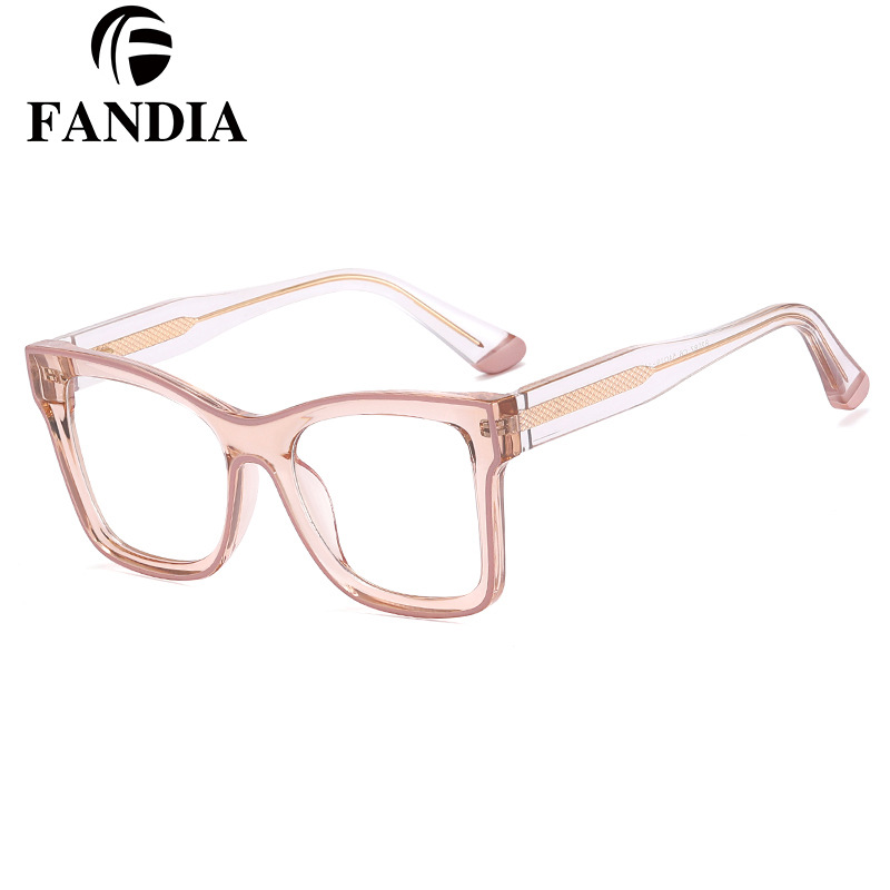 82087 nuevos marcos de gafas de color de placa de moda de marco grande gafas de pierna elástica gafas ópticas de marca europea y americana