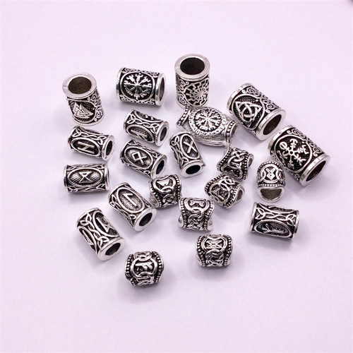 Hot Selling Wholesale Dreadlock Button Hair Extension Rings Norwegian Viking Character Beard Beads Beaded African Dreadlock Hair Accessories