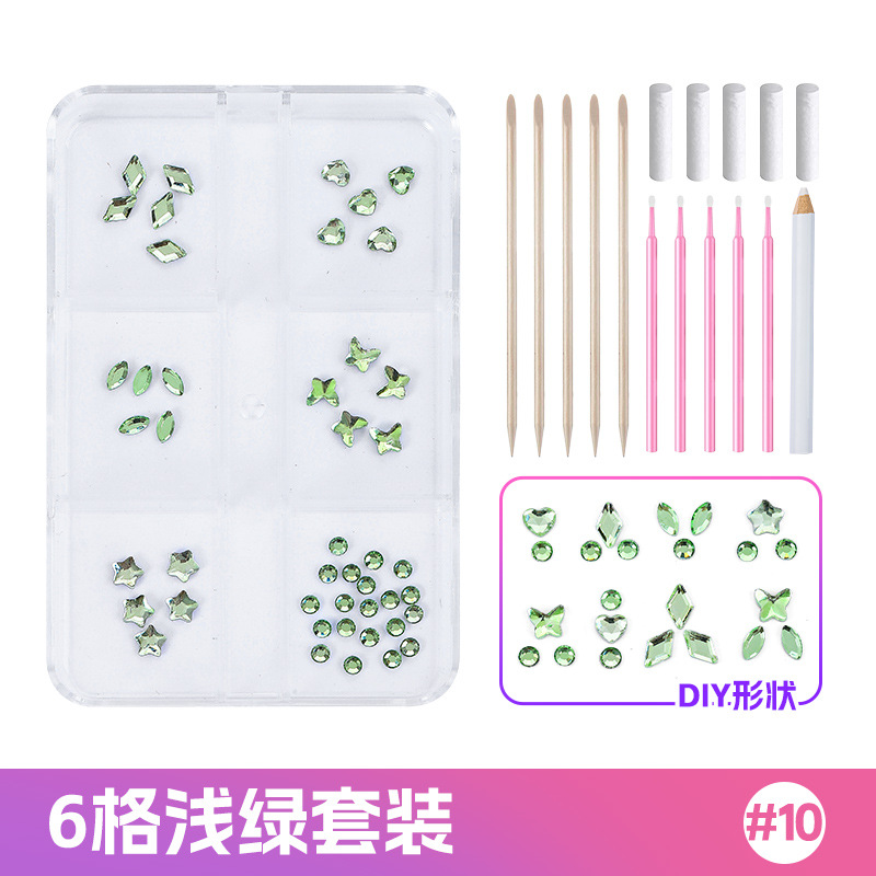 NO.10-라이트 그린 6 세포 치과 드릴 세트 [접착제없이]]