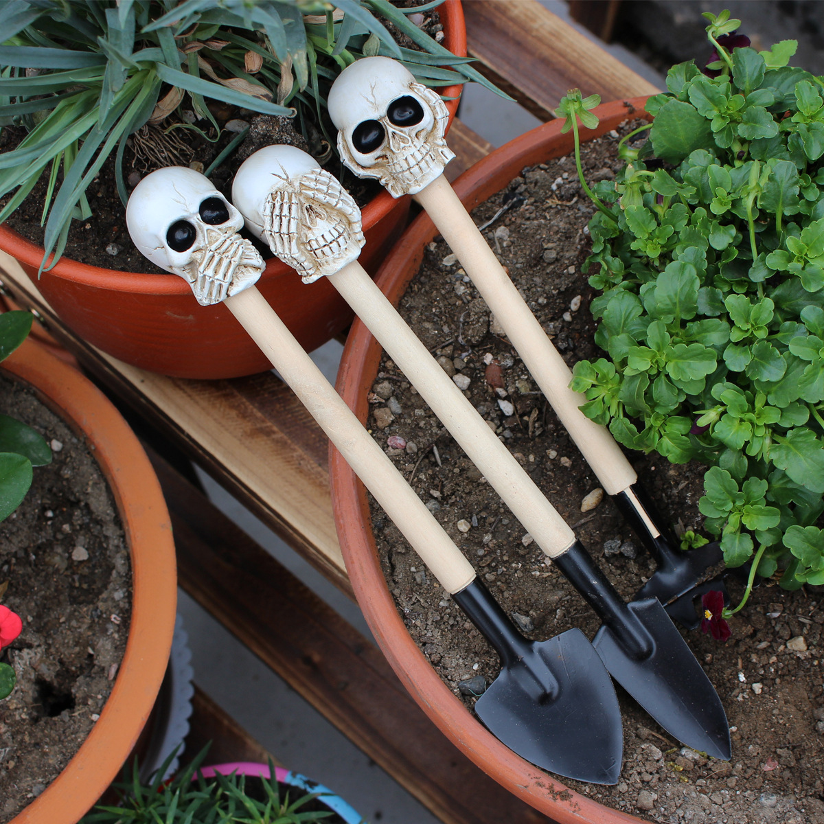 Creative potted small shovel flower planting shovel loose soil flower shovel gardening planting succulent tools suit three-piece set