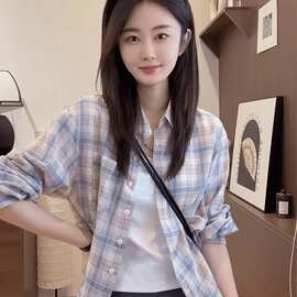 格子防晒衬衫外套夏季薄款女2026新款时尚减龄百搭法式上衣超好看