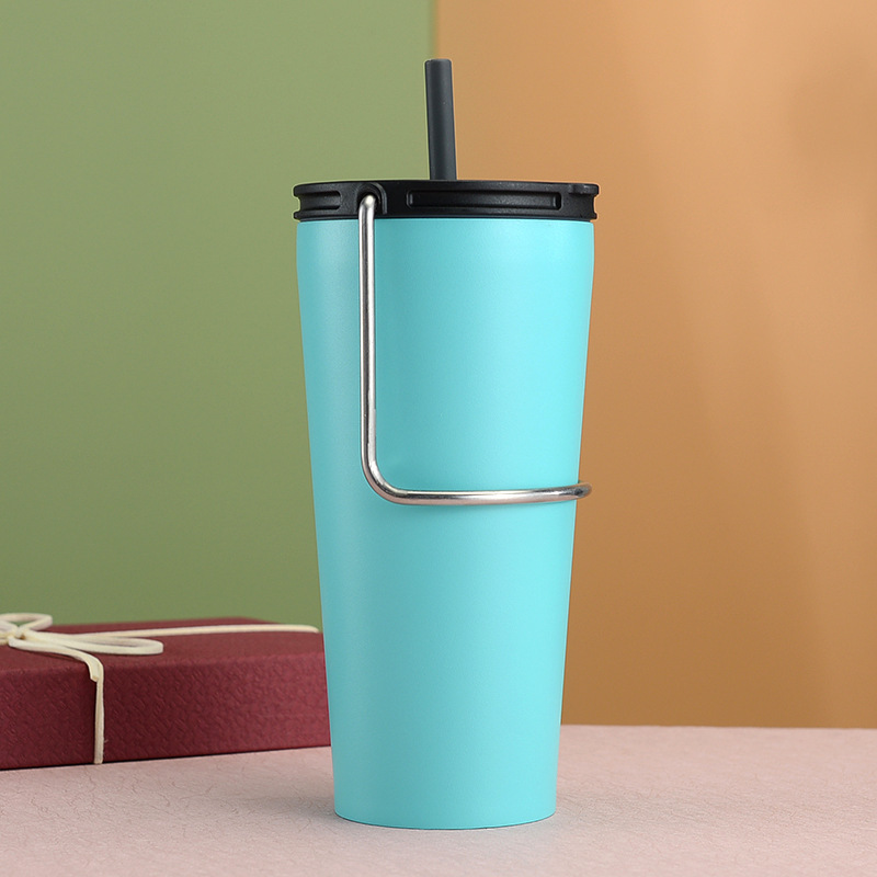 Transfronterizo exclusivo Americano portátil Taza de paja portátil de acero inoxidable del coche de Vacío Termo taza de café taza