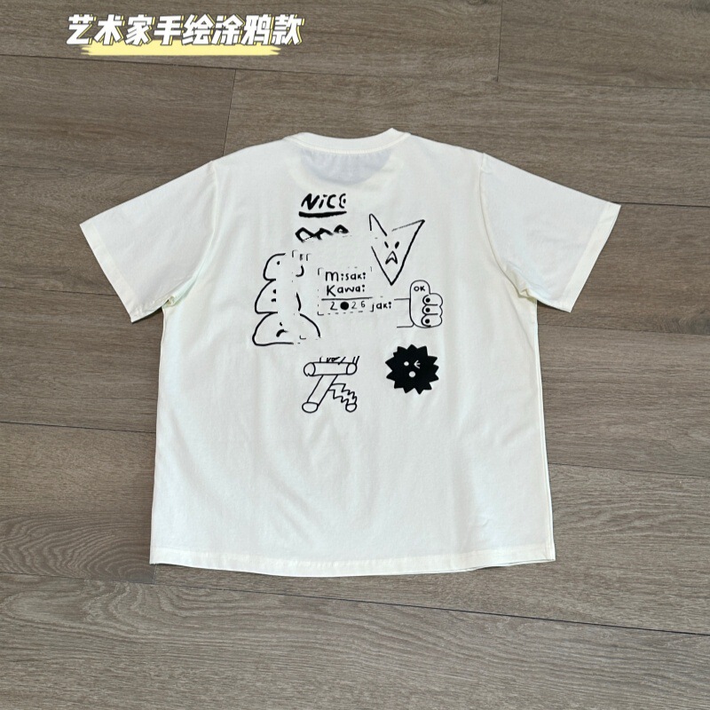 Soran Style Women's T-Shirt 26 Summer New Round Neck Graffiti Print Loose Design Slimming Casual Short Sleeves