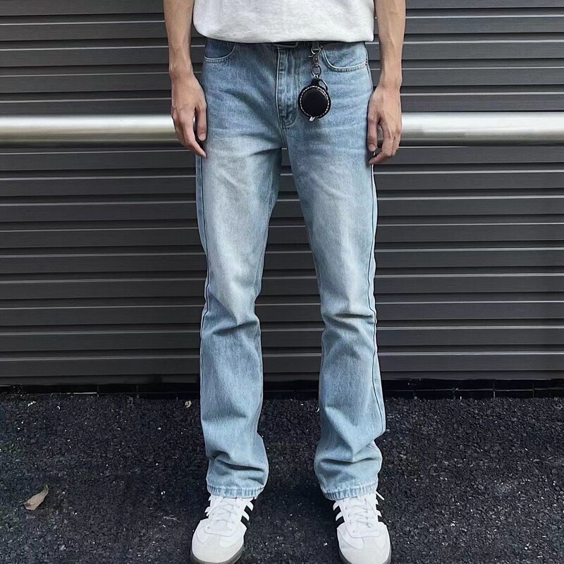 Self-cleanfit Ice Blue 517 Style Washed Vintage Jeans Micro-distressed Vibe Style Casual Trousers