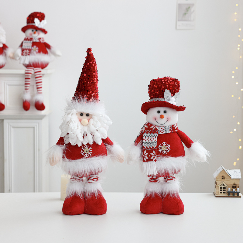 新しいサンタクロース雪だるま格納式人形ニットぬいぐるみ立ち人形クリスマス装飾装飾品|undefined