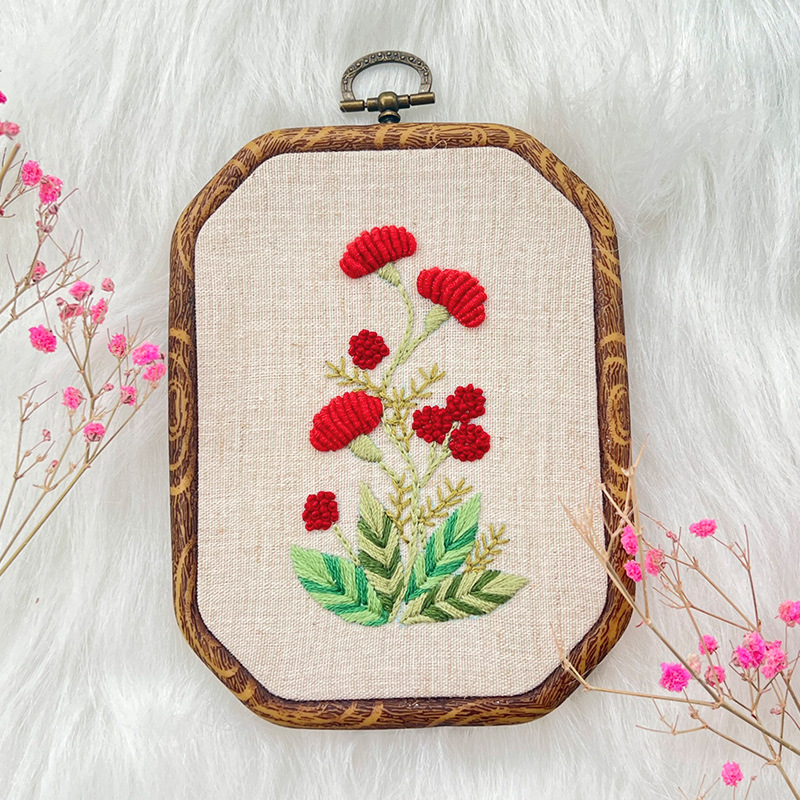 Flor y hierba bordado DIY paquete material hecho a mano decorativo colgante pintura Lu bordado punto de cruz tela Europea lirio colgando pintura