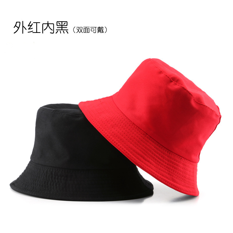 高品質両面漁師帽女性春夏光板学生日よけ盆帽国境を越えた帽子純色日焼け止め戸外帽