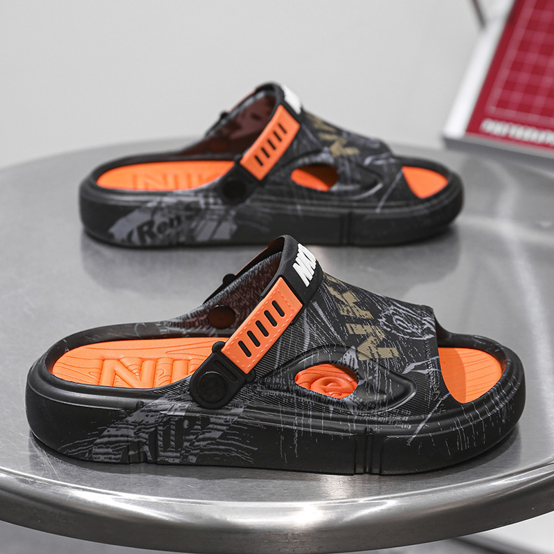 Sandalias y pantuflas de distribución transfronteriza para hombres, ropa exterior de verano, suela gruesa, sensación de mierda, sandalias de playa, tendencia, conducción de dos manos, talla grande