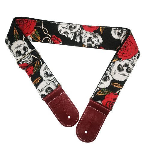 Guitar Strap Praise P&P Musical Instrument Accessories Printed Denim Electric Guitar Acoustic Guitar Universal Rose Skull