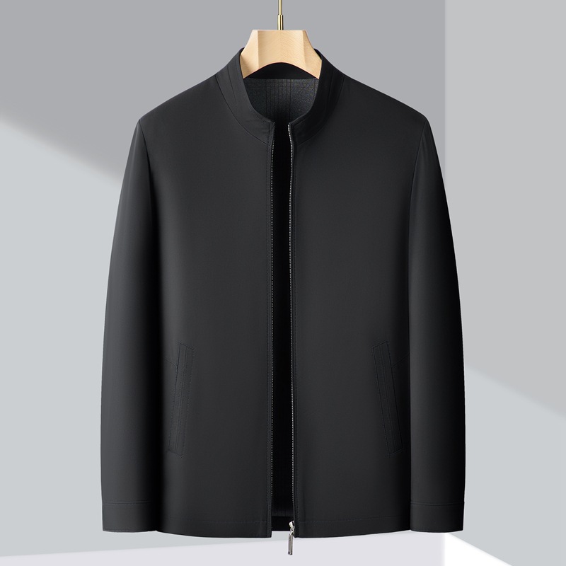 Áo khoác nam cổ đứng Hengyuanxiang dáng bomber mùa thu đông plus size — màu đen