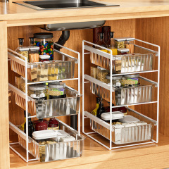Kitchen rack floor-standing under-sink storage rack household layered cabinet rack multi-functional pull-out sink storage rack