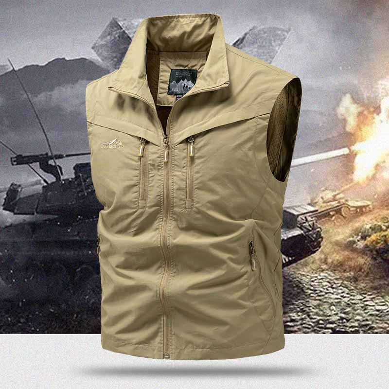 Multi-Pocket Men's Vest Spring and Autumn Thin Outdoor Fishing Travel Vest Windproof Casual Quick-Drying Vest