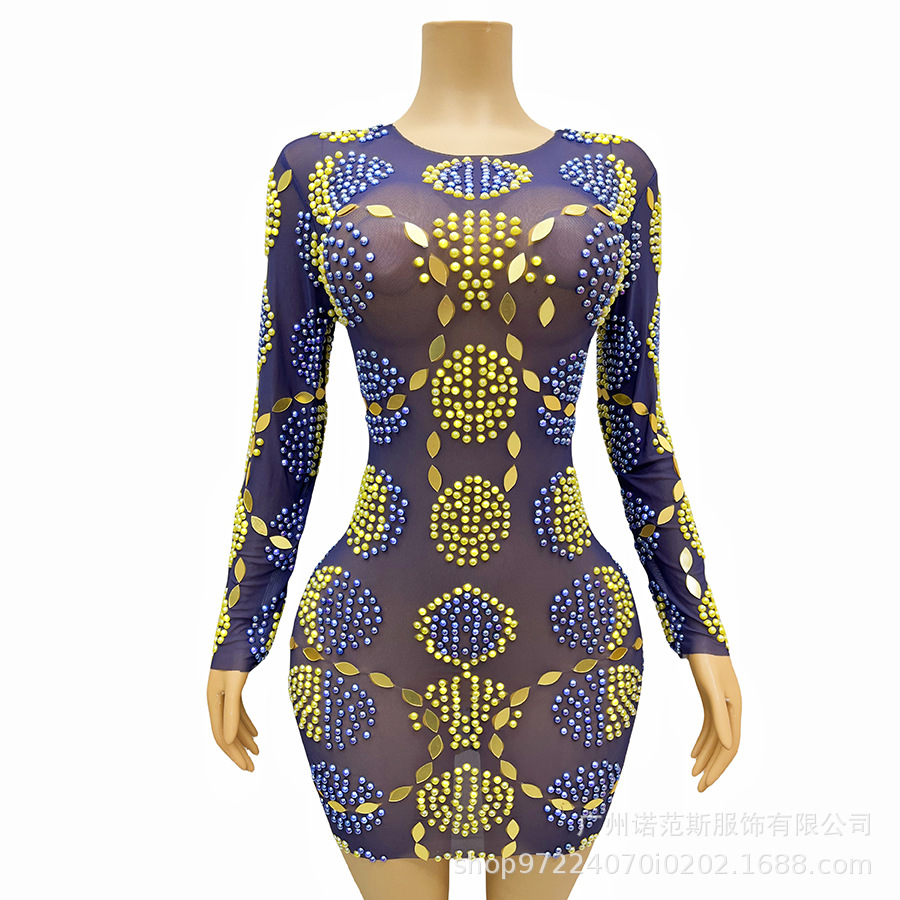 Purple Charm Perspective Mesh Contrast Evening Dress Ball Modern Dance Dance Dress Talent Show Birthday Party