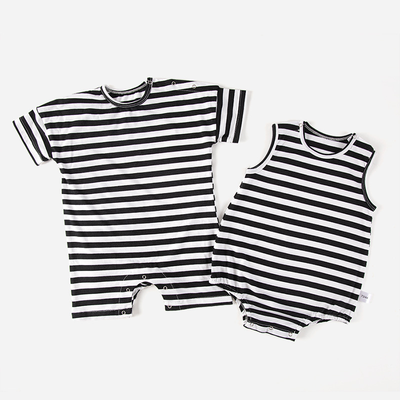 Bebé mono de manga corta estilo europeo y americano verano ropa de bebé recién nacido niños y niñas algodón chaleco bolsa pedo mameluco