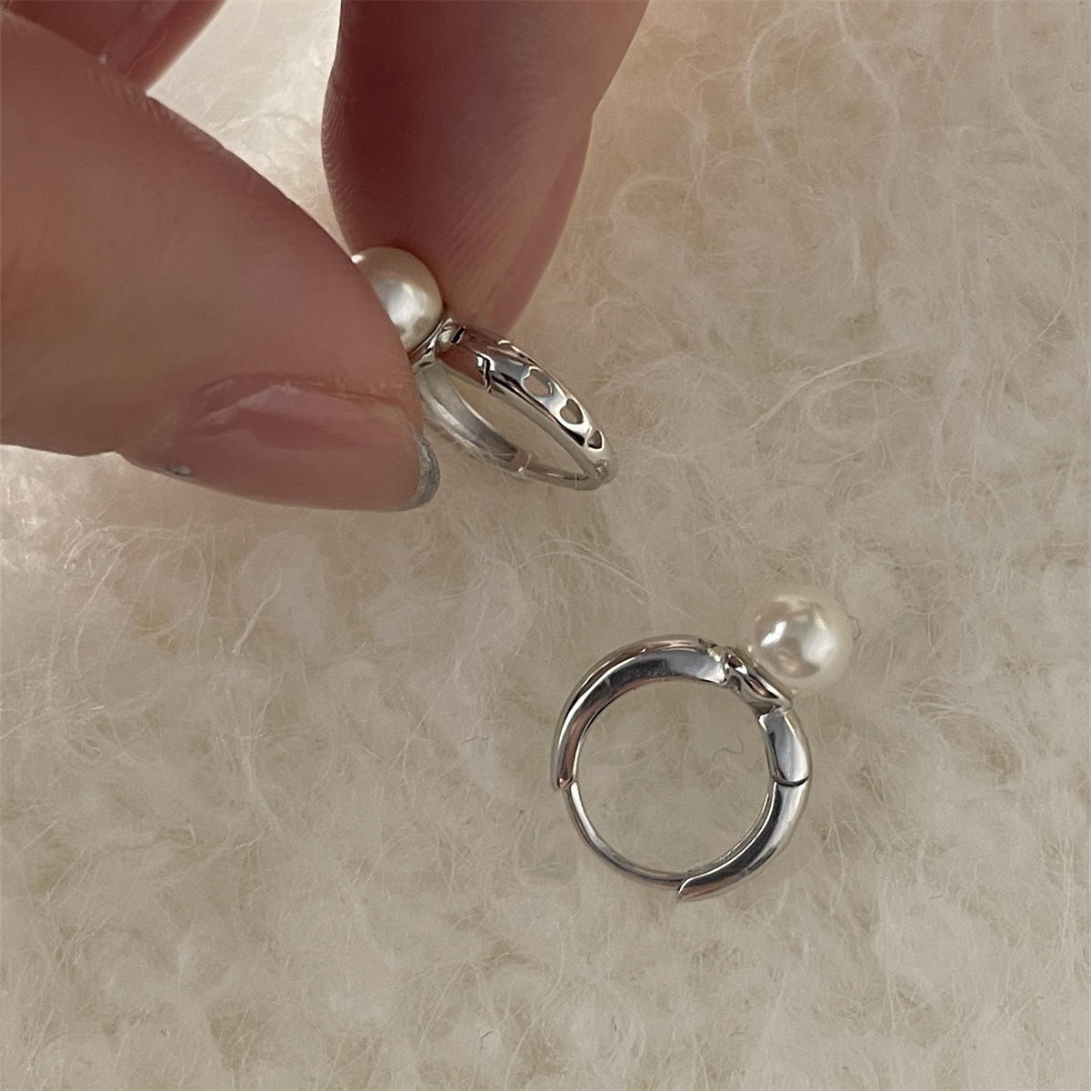 999純銀珍珠耳扣經典鏤空愛心設計時尚氣質女生耳環高級感耳圈