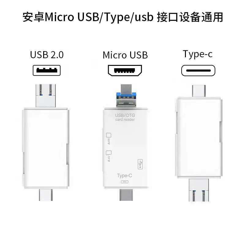 USB OTG card reader (Tom Ford) — Type‑C, USB‑A & micro‑USB, SD & TF, USB 3.0