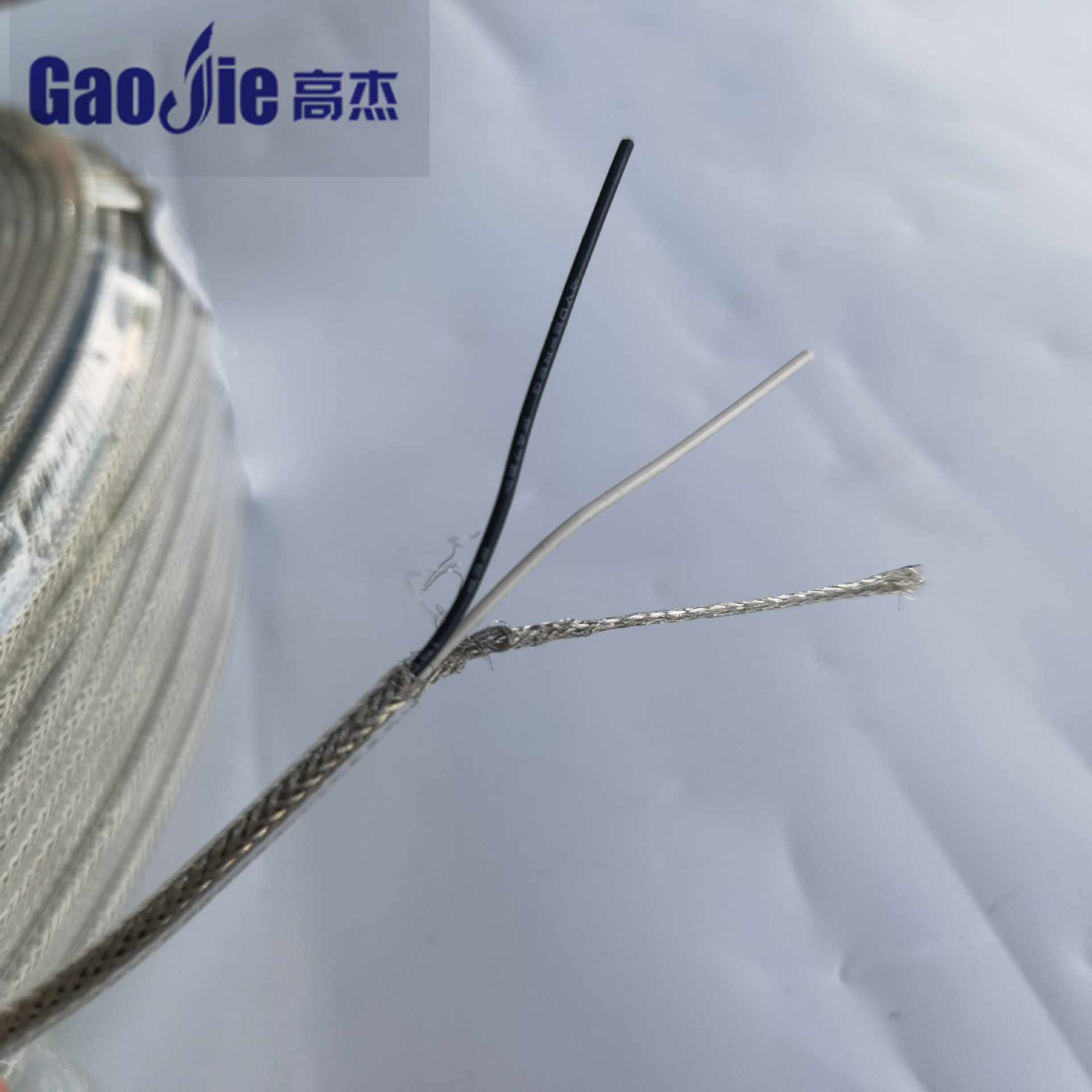 高温电线大两芯2×0.3金属屏蔽线内铁氟龙铜网编织圆线渔网线