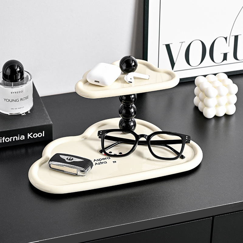 Desktop Storage Rack Entry Door Cloud Double-Layer Rotating Storage Rack Perfume Ornaments Light Luxury High-End Fidelity Rack