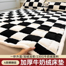 2025新款A类牛奶绒无印风格子床褥床护垫学生床垫-9