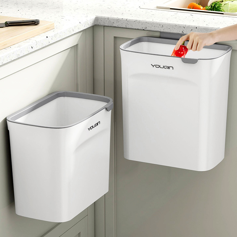 Kitchen Trash Bin Wall Hanging Household Toilet with Lid Bathroom Living Room Waste Storage Bucket Household