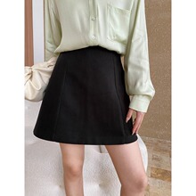 司南 摩登博主风 美式复古高腰百搭显瘦A字毛呢半身短裙 SN6537