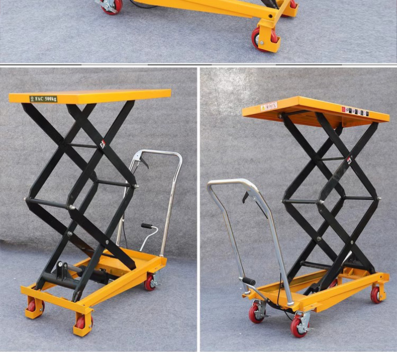 Manual hydraulic lift platform cart, small lift flatbed cart, electric loading and unloading cart, mobile scissor-type platform