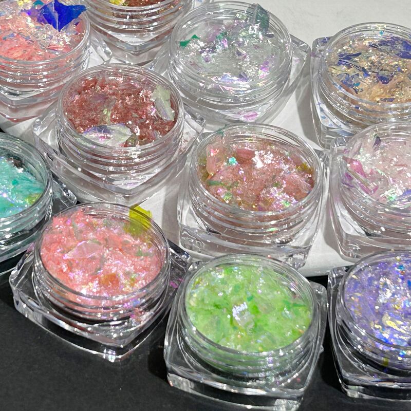 Opal Powder Ultra-Thin Ice Polarized Dreamy Colorful Cloud Brocade Powder Explosive Powder Glue Flow Linen Material Nail Art Accessories