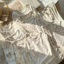 [德绒发热]韩系小碎花中小童儿童保暖内衣家居服套装宝宝秋衣睡衣