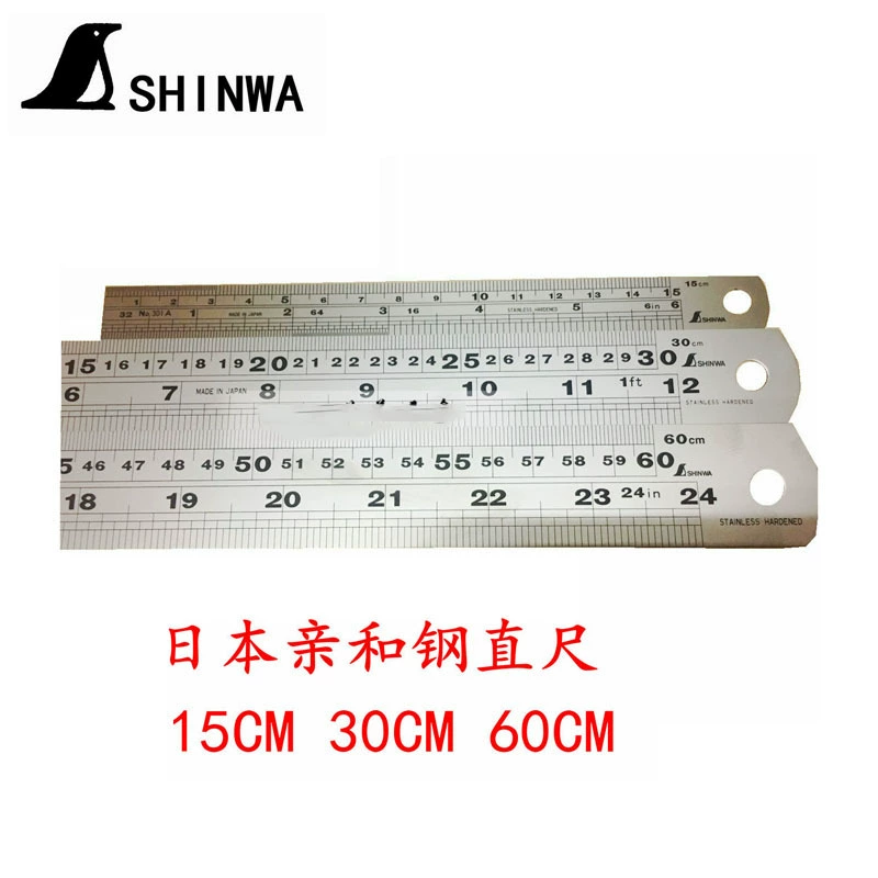 Оригинальная японская стальная линейка Qinhe 13005, стальная линейка 0-150/300/600 мм, линейка пингвина, метрическая и дюйм