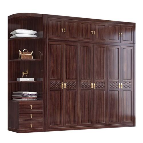 New Chinese style black gold solid wood wardrobe household storage storage large and small apartment modern simple master bedroom wardrobe