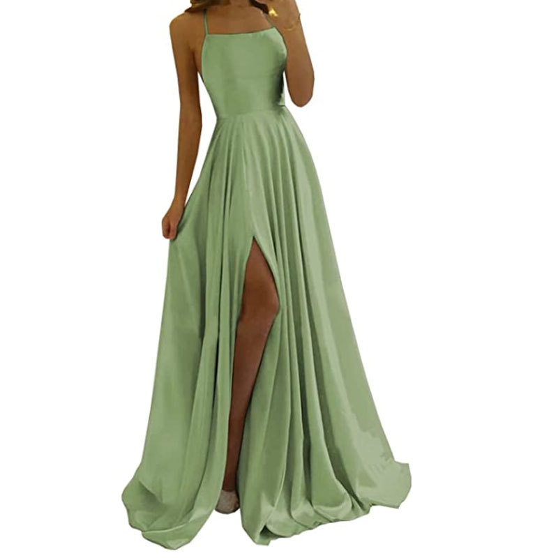 Comercio exterior europeo y americano Amazon AliExpress deseo vestido de noche de las mujeres sexy Correa split simple vestido largo