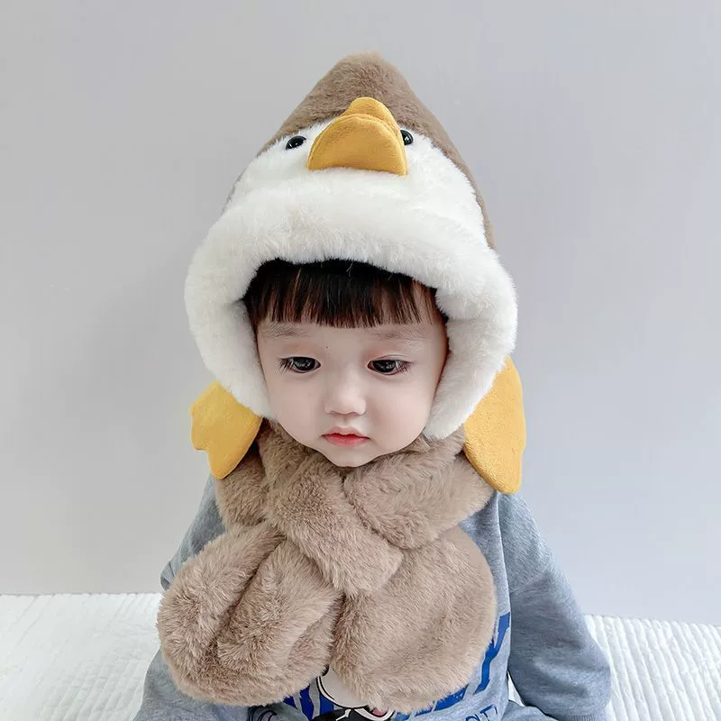 B.Duck, демисезонная детская шапка, шарф, набор мультфильмов из плюша для мужчин и женщин, девочек, пингвин