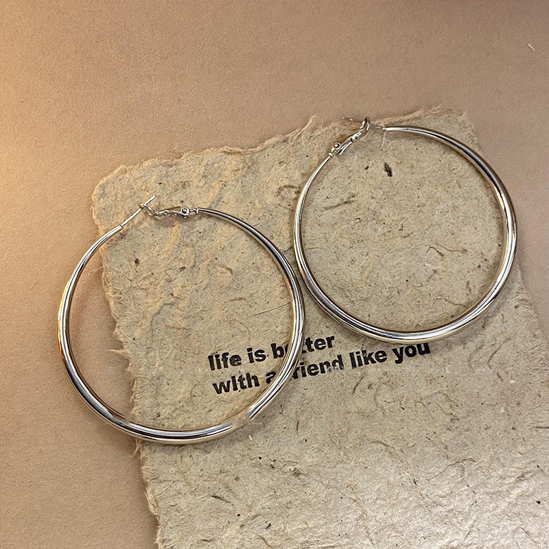 Aguja de plata Pendientes de anillo de elemento transfronterizo europeo y americano Pendientes de nicho de viento frío Pendientes de temperamento de moda Pendientes de lujo ligero y de alta gama