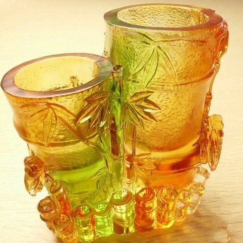步步高笔同古法琉璃笔筒创意节节高笔筒竹子摆件琉璃工艺品办公礼