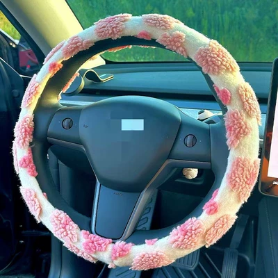 High-End Handlebar Cover, Steering wheel cover - jacquard-plush-pink-grips-38cm