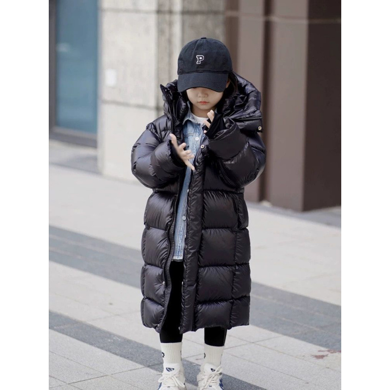 【3.0超厚款】儿童黑金羽绒服男童女童亲子装长款过膝白鸭绒外套