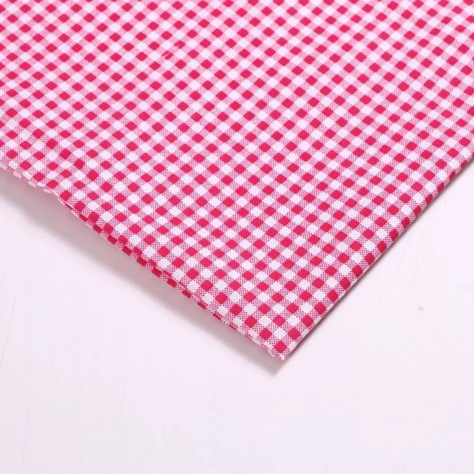 Gingham polyester fabric, small check, flat-grain, multipurpose for clothing & crafts