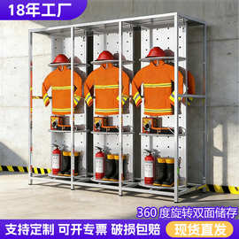 不锈钢消防队救援快速出警换装双面旋转衣帽架电动消防战斗服架